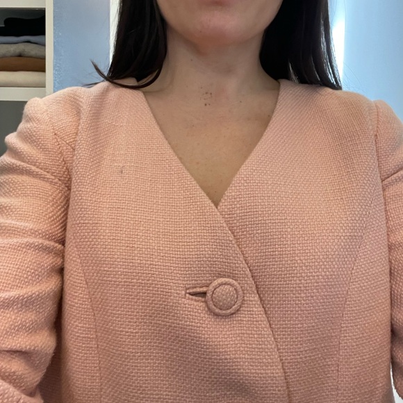 Retro pale pink A-line blazer with fabric circle buttons Anthropologie Size: 2 - Picture 4 of 13